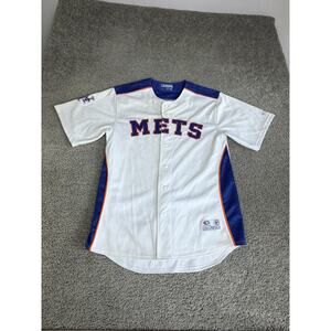 New York Mets Jersey Mens L White MLB Baseball Button Front Genuine True Fan
